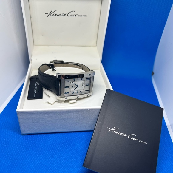 Kenneth Cole New York Other - Kenneth Cole New York KS1027 Swiss Chronograph Black Leather Strap Vintage